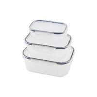 3PCS SIZDIRMAZ SAKLAMA KABI SETİ ŞEFFAF KAP BUĞULU CONTALI KAPAK 500 1000 1700ML