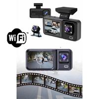 Araç Kamerası - 3 Kameralı Wifi Ön , İç ve Arka Full HD DVR Araç İçi Ekranlı Kamera
