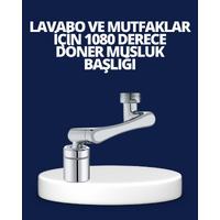 Esnek 1080° Musluk Başlığı 3 Eklemli Hareketli Su Modlu Lavabo Aparatı