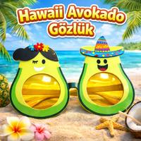 Hawaii Temalı Avokado Gözlük – Kostüm & Parti Gözlüğü