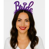 Mor Renk Bekarlığa Veda İtalik Yazı Alyanslı Bride Taç