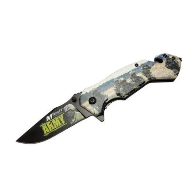 Mtech 4 23 3 Army Kurtarma / Kamp Çakı 20cm - Yarı Otomatik, Kemerlikli, Cam Kırma Ve İp Kesme Aparatlı