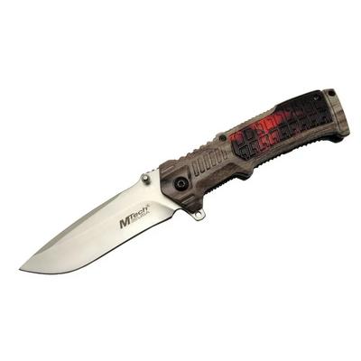 Mtech 463 Kahverengi Kamp Çakı 21cm - Yarı Otomatik, Kemerlikli, Plastik Sap