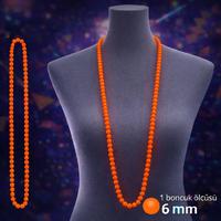 Neon Turuncu Boncuk Kolye 80 cm – Retro 80’ler 90’lar Parti Aksesuarı