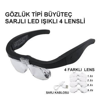Şarjlı Gözlük Büyüteç 4 Farklı Lens -11537Dc