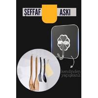 Şeffaf Yapışkanlı Askı, Mutfak Banyo Duvar Askısı, Çivisiz Pratik Kanca Seti