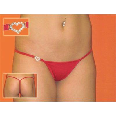 Terry Pau DH040901-RED Gümüş Kalp ve Taşlı Seksi Tanga