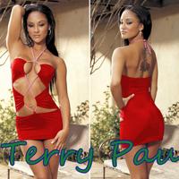 Terry Pau TP100753 Cris Cross Mini Elbise