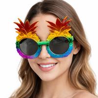 Tropikal Ananas Tasarımlı Renkli Hawaii Parti Gözlüğü