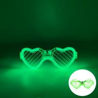 Yeşil LED Işıklı Kalp Gözlük – 3 Modlu Parti & Glow Gözlüğü